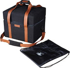 Everdure CUBE Portable Charcoal Grill Carrying Bag, Leather & Velcro Straps, Multiple Storage Compartments, Easy Portability for Camping, Tailgating, and More, Black, 16.3"L x 13.9"W x 13.7”H