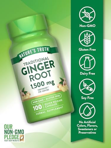Nature's Truth Ginger Root Capsules | 100 Count | from Ginger Root Extract | Non-GMO and Gluten Free Supplement