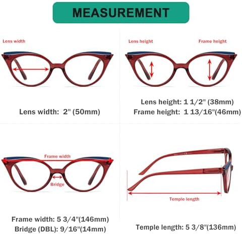 Eyekepper 5-pack Cat Eye Reading Glasses Cute Reader for Women 3.75