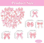 30PCS Edible Bow Cupcake Toppers Wafer Paper Bowknot Cake Decoration She is Trying the Knot Cupcake Toppers Edible Coquette Bows for Bow Theme Birthday Party Decoration Supplies (Pink)