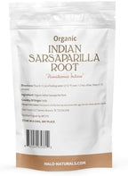 Halo Naturals Organic Sarsaparilla Root Cut & Sifted (Indian), 4 Ounces (Hemidesmus indicus) USDA Certified | Resealable Pouch| Packaged in The USA