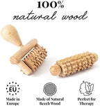 tuuli Body and Face Roller, Multi-Functional Wooden Massage Roller, Helps Ease Muscle Tension and Support Skin Health, Natural Face Massage Tools, Set of 2 (2 Piece Set)