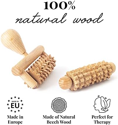 tuuli Body and Face Roller, Multi-Functional Wooden Massage Roller, Helps Ease Muscle Tension and Support Skin Health, Natural Face Massage Tools, Set of 2 (2 Piece Set)