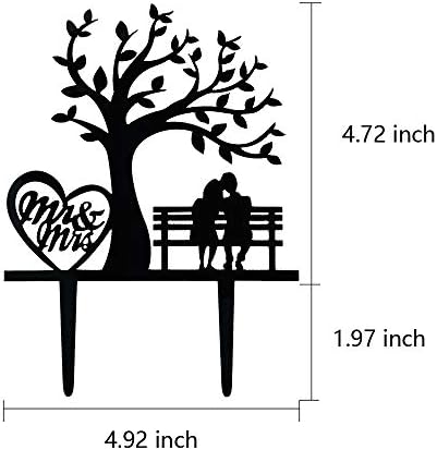 Mr and Mrs Wedding Cake Topper Tree & Bench Themed Cake Topper for Bridal Shower Anniversary Wedding Party Supplies