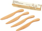 6.3" Wooden Butter Knife Set (4Pcs), Spreaders for Nutella, Jam, Jelly, Cream, Cheese, Peanut, Sandwich, spreader