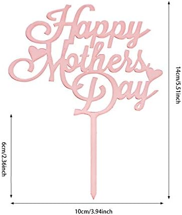 Mother's Day Cake Topper, 10pcs Acrylic Happy Mother's Day Cupcake Topper for Birthday Mother's Day Cake Party Decoration Supplies (Pink -1)