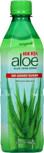 Iberia Aloe Vera Drink with Pulp, No Sugar, Original,16.9 Fl Oz (Pack of 8)