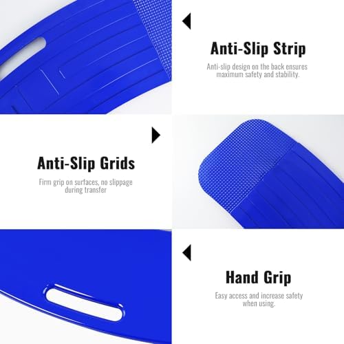YHK Transfer Board and Slide Board for Transferring, Sliding Board Transfer to Wheelchair, Sliding Transfer Board Transfer to Bed, Car, Toilet, Sliding Board 26.7*7.7*0.47", Hold up to 440 lbs, Blue