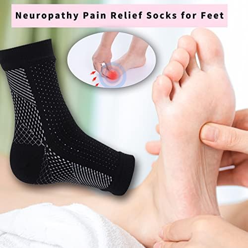 4 Pairs Neuropathy Socks, Foot Compression Sleeve For Pain, Anti Fatigue Compression Foot Sleeve Support Brace Socks
