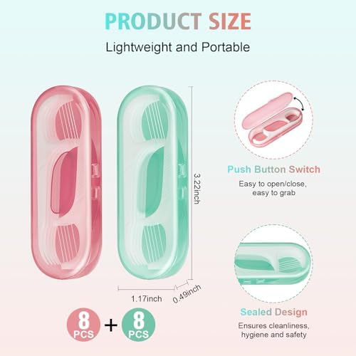 Travel Floss,160 PCS Portable Flossers Dental Picks,16 Pack Individually Cases with Flossing Pick,Floss Sticks for Adults Teeth Cleaning, Sealed Storage Ideal for Family, Hotel, Trip