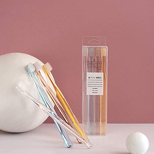 4Pcs/Set Nordic Clear Crystal Handle Toothbrush Soft Bristle Small