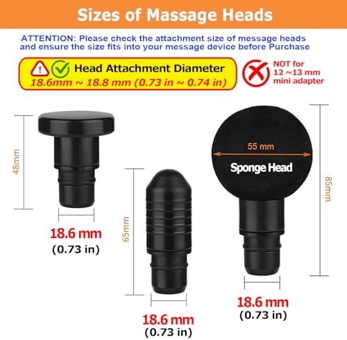 Cosmos 6 Pcs Massage Gun Heads Replaceable Attachment Adapter Deep Tissue Massager Gun Accessories, Assorted Functions for Runner Athletes Muscle Relaxation, Massage Head Connector Dia.18.6-18.8 mm