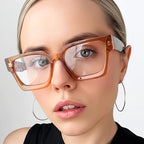 livho Oversized Eyewear Frame for Woman and Men - Rectangle Fashion Glasses for Computer, Chic Preppy Frame