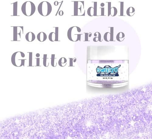 Food Grade Edible Glitter, Confectionary Luster Dust for Desserts and Drinks, Baking and Cake Decorating Supplies, 4 Grams (Light Purple) (Light Purple Edible Sugar)