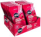 GU Energy Chews, Strawberry Energy Gummies with Electrolytes, Vegan, Gluten-Free, Kosher, 20 mg of Caffeine, and Dairy-Free On-the-Go Energy for Any Workout, 12 Bags (24 Servings Total)