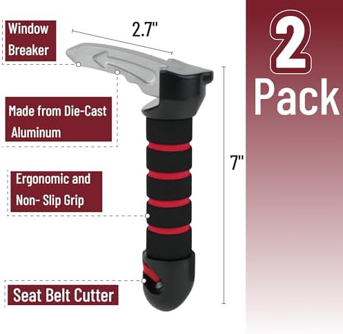 Bates- Car Door Handle for Elderly, 2 Pack, Car Assist Handle for Elderly, Red