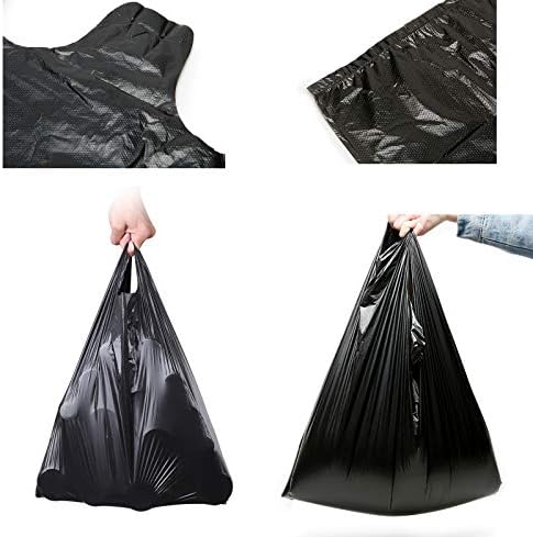 200 Counts Kitchen Garbage Bags and 1.8mil Thick Black Trash Bag with Handles, 14x21.6 Inch 3-4 Gallon Picnic, Kitchen, Daily Use, Bedroom Waste Bin Garbage Bags, Bulk Bags