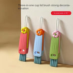 3 in 1 Cup Lid Cleaning Brush Set, 2024 New Portable Crevice Kitchen Cleaning Brush Set for Baby Bottle Crevice Tight Space Cup Lids, Rotatable Cup Lid Cleaner Mouth Scrubber