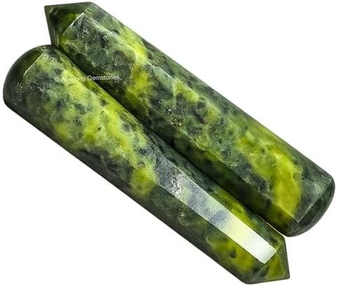Amazing Gemstone Green Jade Crystal Wand Massage Stick - Pelvic Wand Gua Sha for Adults - Crystals and Healing Stones Massage Wands for Adults Gifts (Pointed)