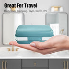 Lofekea 2 Pack Soap Holder Dish with Lid Draining Soap Box for Shower Compact Travel Soap Case for Camping, Gym, Hiking, Portable, Leakproof， Blue