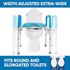 Ultimate Raised Toilet Seat with Handles - Adjustable Raised Toilet Seat for Seniors, Bedside Commode - Padded Armrest | Premium Elevated Toilets Seats with Handles for Elderly Bathroom Safety, Blue
