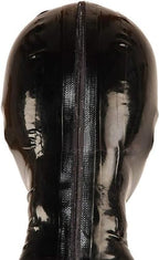 Black Latex Hood Back Zipper Open Face for Catsuit Rubber Mask Club Party Wear