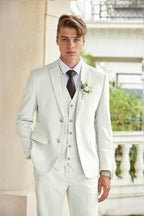 COOFANDY Men's 3 Piece Linen Suits Casual Lightweight Blazer Jackets Vest Pants Set for Wedding Business Prom