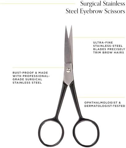 Arches and Halos Surgical Stainless Steel Eyebrow Scissors - Eyebrow Trimmer for Seamless Grooming - Short Sharp Blades for Precise Trimming - 1 pc