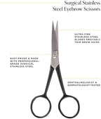 Arches and Halos Surgical Stainless Steel Eyebrow Scissors - Eyebrow Trimmer for Seamless Grooming - Short Sharp Blades for Precise Trimming - 1 pc