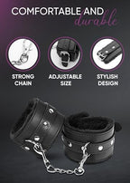 Padded Handcuffs for Grownups Bedroom Fluffy Adult Cuffs for Play, Soft Red Satin Eye Mask for Women 59"