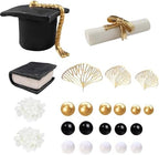Graduation Cake Topper, Qoadwem 24pcs Graduation Cap Cake Toppers Class Of 2026 with Large Diploma Flowers Balls Cake Decor for Grad Party