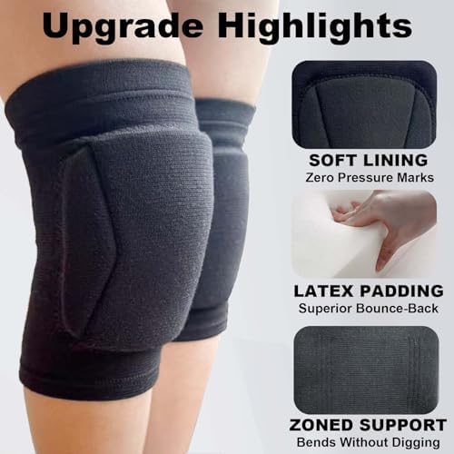 Volleyball Knee Pads for Men Women Sports, Soft Knee Sleeve with Collison Avoidance Foam Pad for Basketball Football Baceball Soccer, Elastic Kneeling Pad for Dance Yoga MMA Muay Thai, Black M (1 Pair)