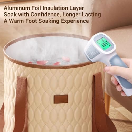 Asixxsix Collapsible Foot Bath Basin, Portable Foldable Foot Soaking Tub with Aluminum Film for Warm Water, Lightweight Travel Spa Bucket for Adults Outdoor Camping