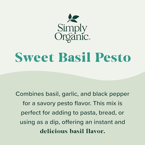 Simply Organic Sweet Basil Pesto, Organic, 0.53 Ounce (Pack of 12)