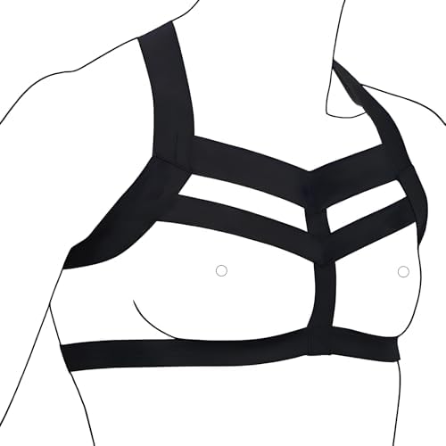 Men's Elastic Harness Belt Costume Body Chest Harness Belt for Men, Shoulder Sexy Punk Body Harness, Adjustable Buckle Clothes Outfits, Nightclub Cosplay Clubwear