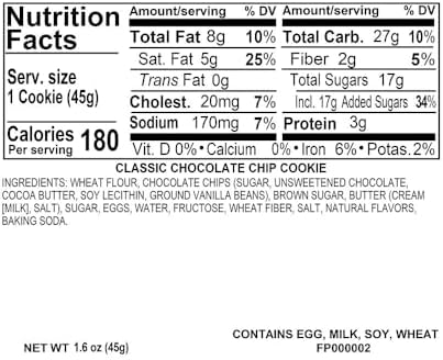 Cheryl's Cookies® Chocolate Chip Cookie Gift Box, w/12 Soft & Chewy Chocolate Chip Cookies, Individually Wrapped in Gift Box, Kosher, For Any Occasion, Family, Friends, Loved Ones, Coworkers