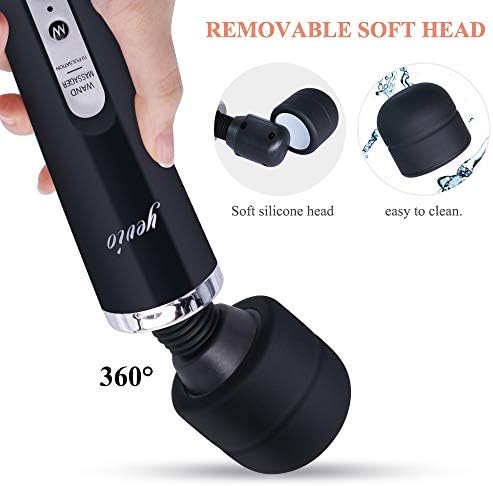 YEVIOR Cordless Personal Electric Massager Wand with 10 Powerful Pulse Settings, Rechargeable Handheld Back Vibrating Massager for Deep Muscles Pain Relief (Black)