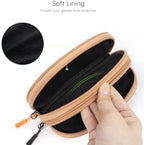 Double Eyeglasses Case Soft Portable Zipper Sunglasses Pouch with Keychain Clip for Men Women
