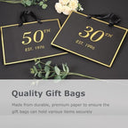 40th Birthday Gift Bag with Card and Tissue Paper for Men Women Him, 1986 40 Year Old 13" Elegant Black Gold Anniversary Keepsake Party Present Shopping Paper Bags for Gifts Wrapping (1986 40th)