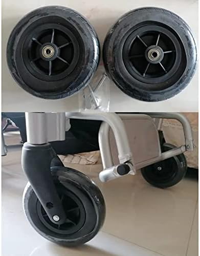 7inch Wheelchair Front Wheel Replacement (2), PU Solid Tire Wheel for Wheelchair Disabled Handicapped, Wheel Assembly for Wheelchair, 5/16" (8 mm) Bearing