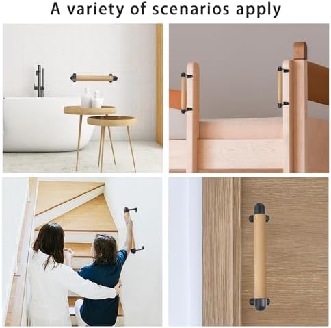 1.3Ft Wood Handrails for Indoor Stairs,Safety Non-Slip Stair Railing, Professional Pine Handrails Support Rod Complete Kit, Comfortable Barrier-Free Stair Handrail for Elderly（16‘’）