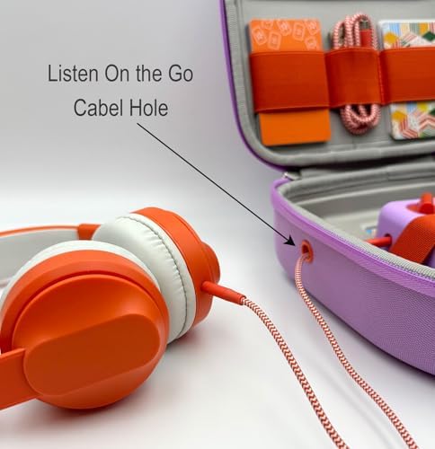 Silicone Cover and Travel Case Compatible with Yoto Mini with Headphones, Hard Carrying Case with Shoulder Strap and Adventure Jacket Accessories Set for Yoto Mini, Lavender