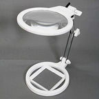 2.5X 130MM / 5X 25MM Foldable Magnifying Glass with 2 LED Lights Table Top Desk Lamp Lighted Reading Magnifier Magnifying Loupe Glass