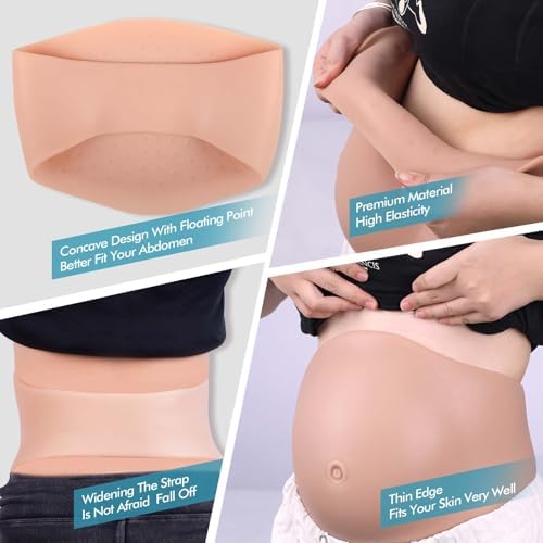 Fake Pregnant Belly Silicone Artificial Baby Bump False Pregnancy Belly Costumes Film Props Party Cosplay (M 2-4 Months, Ivory)