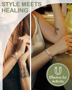 Feraco Pure Copper Bracelets for Women, Ultra Strength Magnetic Therapy Bracelet for Pain Relief with Neodymium Magnets & Sparkling Cubic Zirconia, Adjustable, Infinite Clover Jewelry