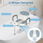 FAHKNS Senior Bathing Chair Swivel Shower Chair with Arms and Back, 400 lbs Heavy Duty U-Shape Seat for Inside Tub, Height Adjustable Safety Bath Seat for Elderly and Disabled