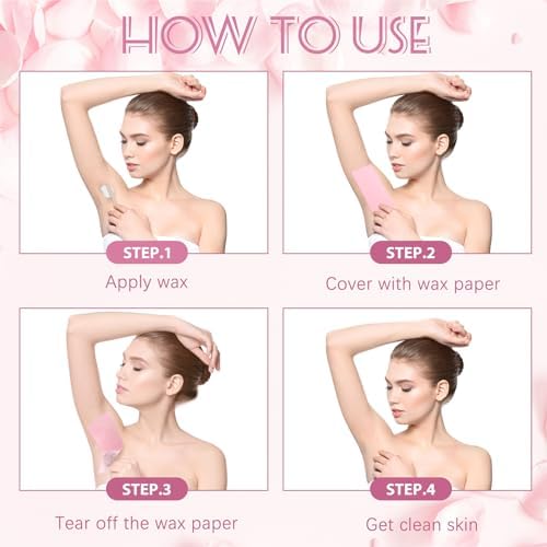 Yaomiao 250 Pieces Waxing Kit for Women and Men - Hair Removal Strips, Wax Applicator Sticks for Body and Skin (Pink)