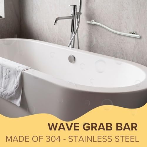 Decorative Grab Bar for Shower Bathtub - Stair Bed Toilet Home / Stand Assist & Safety Handrail / 304 Stainless Steel / Right / Polished Chrome / 36"