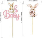 Gyufise 24Pcs Easter Bunny Oh Baby Cupcake Toppers Bunny Baby Shower Cupcake Pick Decorations for Easter Theme Spring Birthday Baby Shower Party Supplies Pink