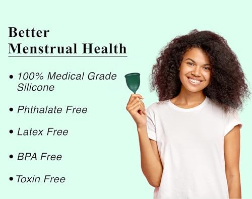 SHORDY Reusable Menstrual Cups (Large) Set of 2 with Mini Box, Medical Grade Silicone, Coupe Menstruelle, Safe Period Cup, Heavy Flow Kit, Feminine Hygiene, Tampons, Pads & Disc Alternative (Green)
